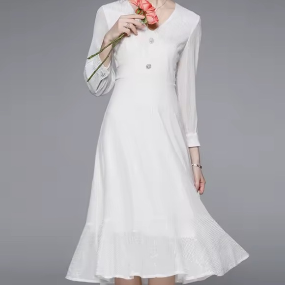 New 🤍 Chic A-Line Mini Dress with Diamonds - Picture 17 of 17